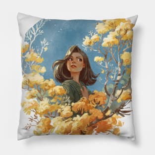 Yellow flower girl Pillow