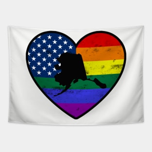 Alaska United States Gay Pride Flag Heart Tapestry