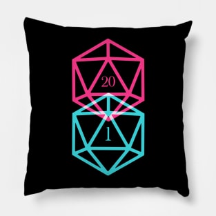D20 Dice Critical Fail and Natural 20 Tabletop RPG Gaming Pillow