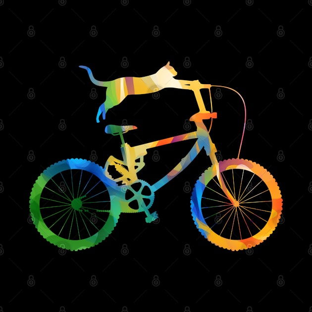 Biker Cat Colorful Bicycle by ShirtsShirtsndmoreShirts