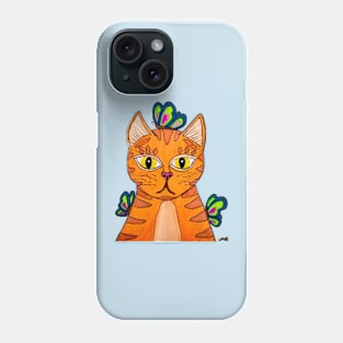 Orange Tabby with Butterflies Phone Case