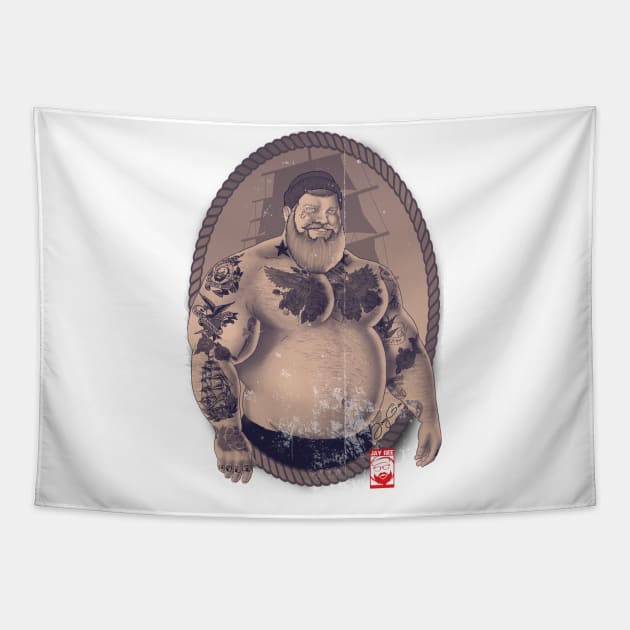 Vintage Sailor Shirtless Tapestry by JayGeeArt