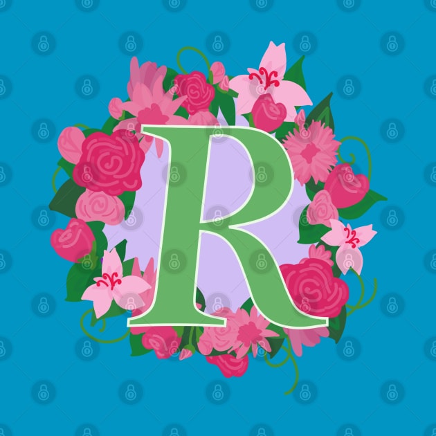 Monogram R, Personalized Floral Initial by Bunniyababa