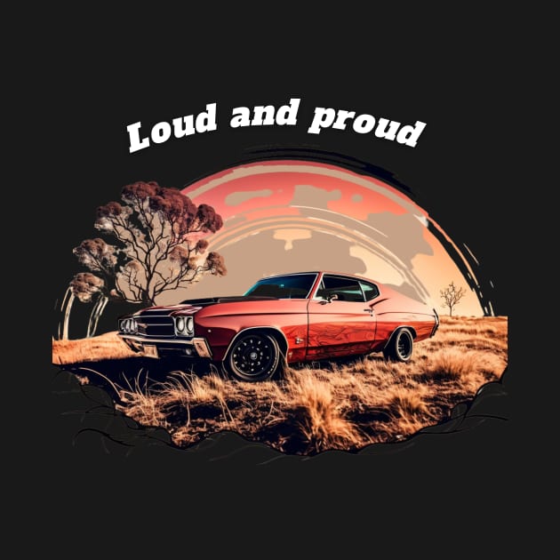 Loud and proud Retro classic American Muscle car sunset field vintage by The Dirty Gringo