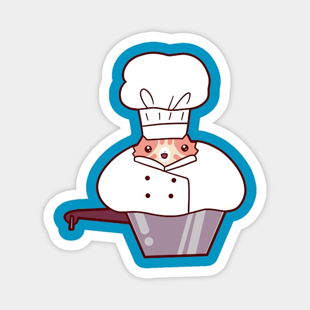 Chef Cat Sitting in Pot Magnet by saradaboru