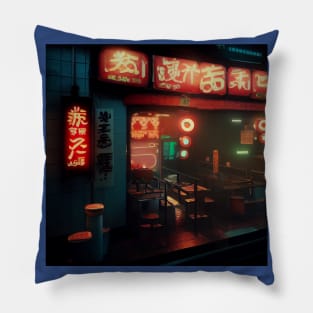 Cyberpunk Tokyo Ramen Shop Pillow