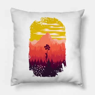 nature  vintage minimalist  pine trees Pillow