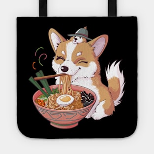 Cute Anime Corgi Dog Eating Ramen Noodles Tote