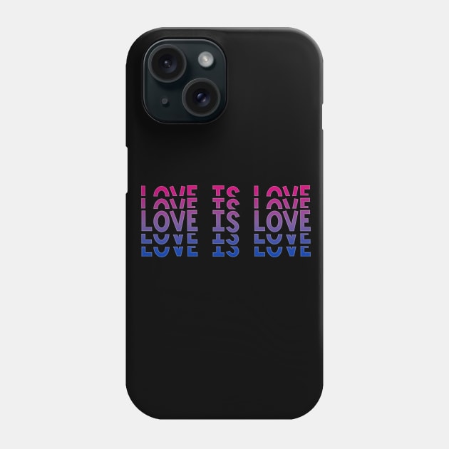 Vintage Retro Love is Love Bisexual Stacked Letters Bi Pride Phone Case by AmbersDesignsCo