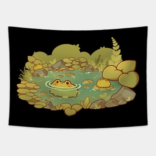 Cute frog pond Tapestry