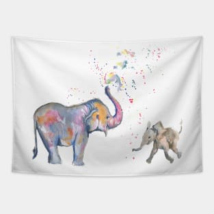 Mom and Baby Elephant Tapestry