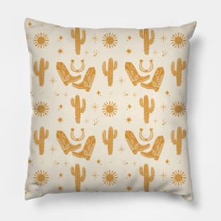 Cowboy Boots Boho Yellow Pattern Western Pillow