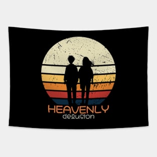 Heavenly Delusion or Tengoku Daimakyou anime character Kiruko and Maru in distressed vintage sunset Tapestry