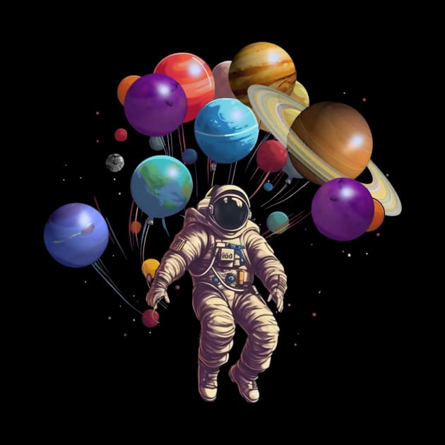 Astronaut with Balloon Planets by DavidLoblaw