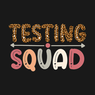 Rock The Test Teacher Test Day Testing Squad Leopard Teacher T-Shirt