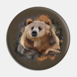 Grizzly Bear Abstract Paint Splatter Design in Warm Earth Tones Pin