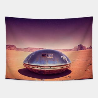 UFO lands in the desert Tapestry