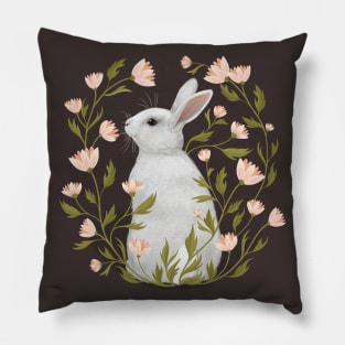 White Rabbit Floral Pillow