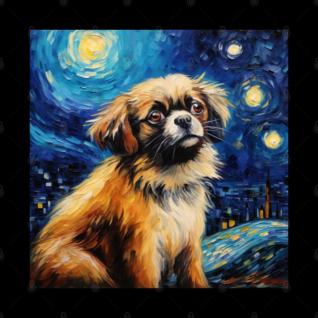 Tibetan Spaniel Night painted by Van Gogh by NatashaCuteShop