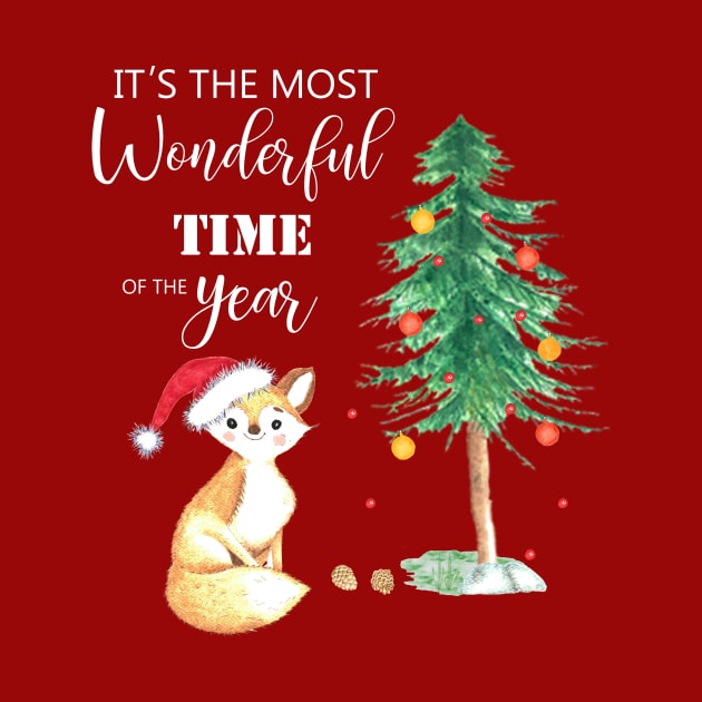 It's the most wonderful time of the year christmas fox and tree by LatiendadeAryam