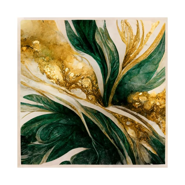 Golden emerald swirl by marbleco