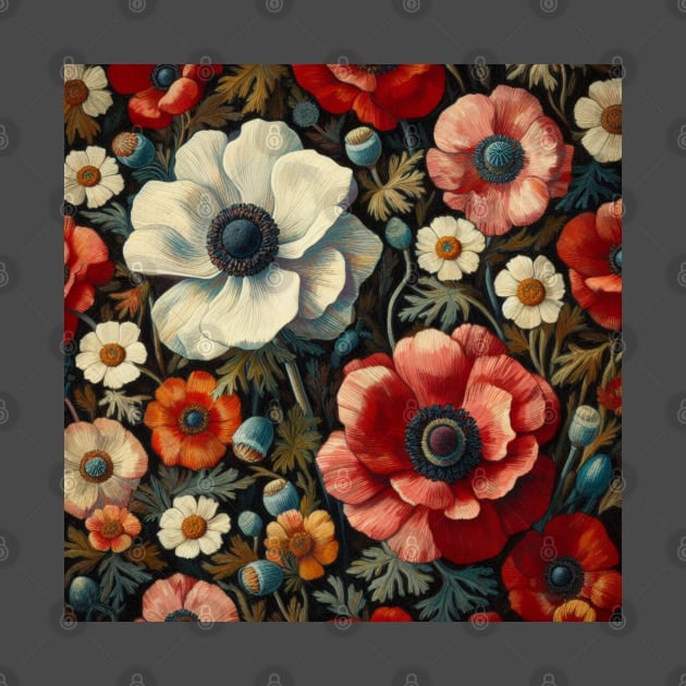 anemone and poppy flower pattern 1 by misspoppie1914