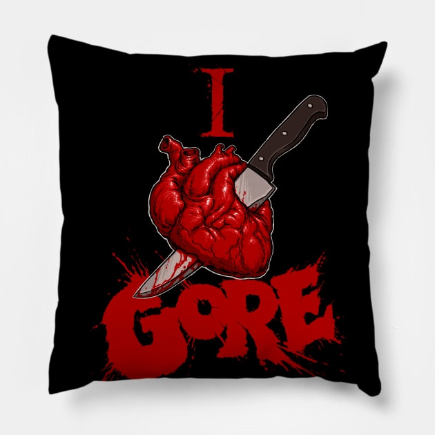 I heart gore Pillow by Moutchy