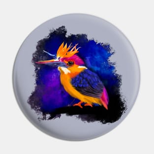 Dwarf Kingfisher + Bird of Paradise Flower Pin