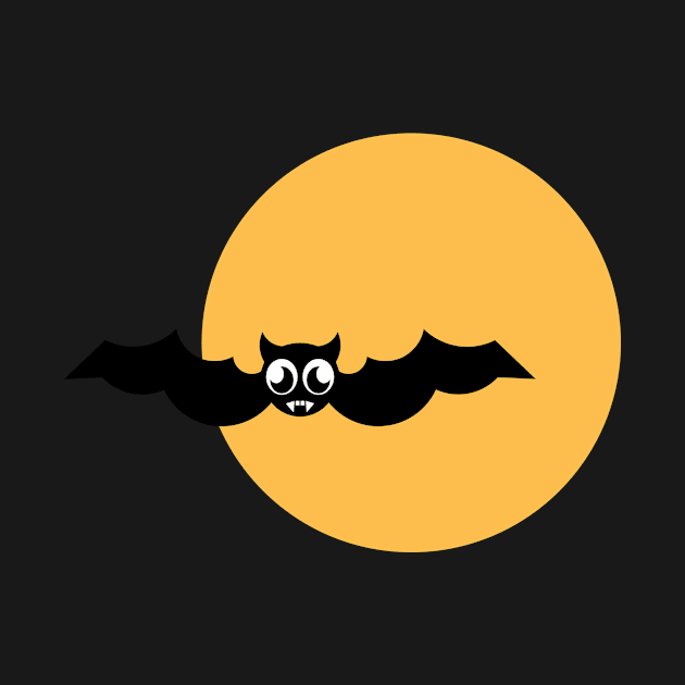 Cartoon bat with vampire teeth flying by SooperYela