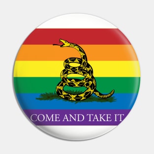 Rainbow Gadsden Come and Take It Pin