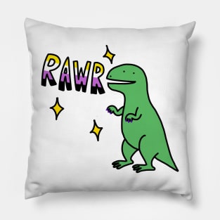 Rawr nonbinary dinosaur Pillow