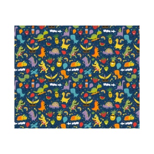 Dinosaur Fruit Party - Sunshine Brights - cute Dino pattern by Cecca Designs T-Shirt