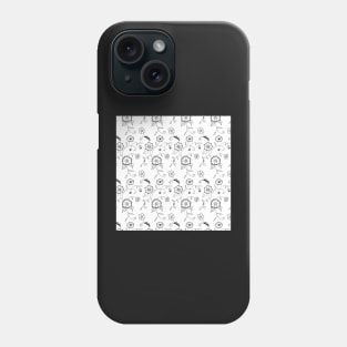Whimsical Flower Pattern in Black and White Phone Case