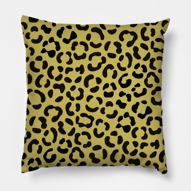 Trendy Black on Gold Leopard Print Pattern Pillow by NataliePaskell