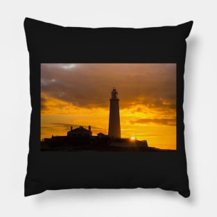 St Mary's Lighthouse Sunrise Pillow