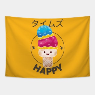 Happy Kawaii Ice cream Japan Tapestry