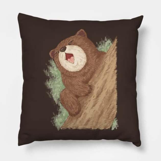 Bear on tree Pillow by sanogawa