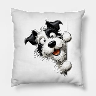 Cute Black White Dog Pillow