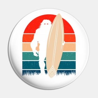 Bigfoot Surfing Retro Summer Pin