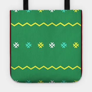 green background cloth pattern and red cut pattern Tote