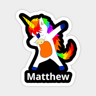 Matthew First Name Personalized Dabbing Unicorn Magnet