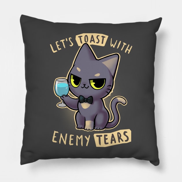 Enemy tears Cat - let's toast kitty - Cute and sassy Pillow by BlancaVidal