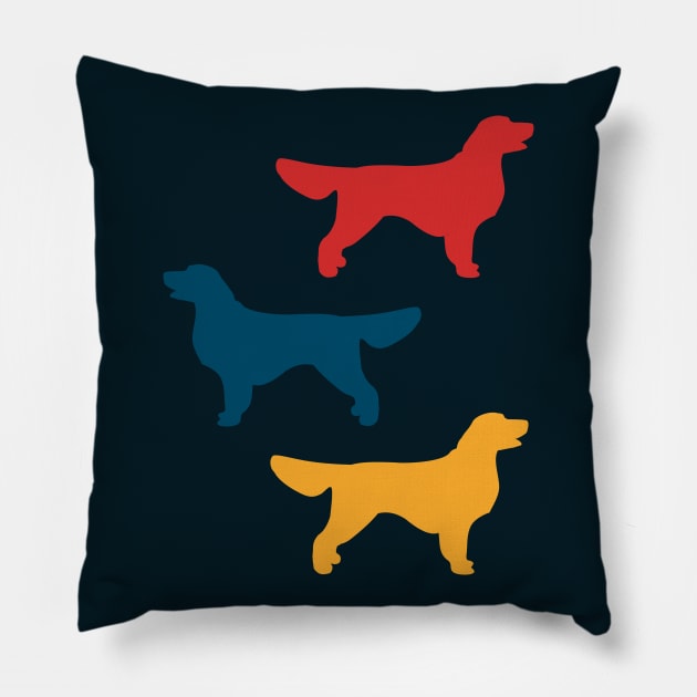 Golden Retriever Colorful Silhouettes Pillow by XOOXOO