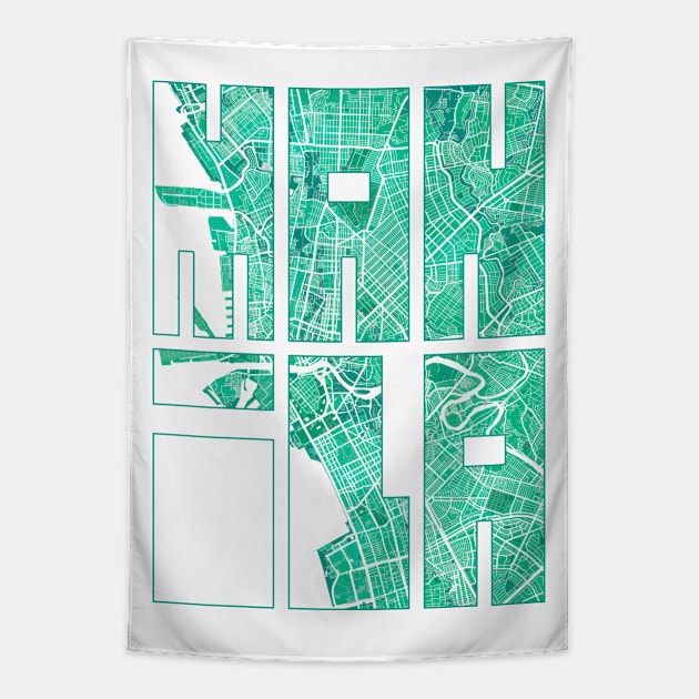 Manila, Philippines City Map Typography - Watercolor Tapestry by deMAP Studio