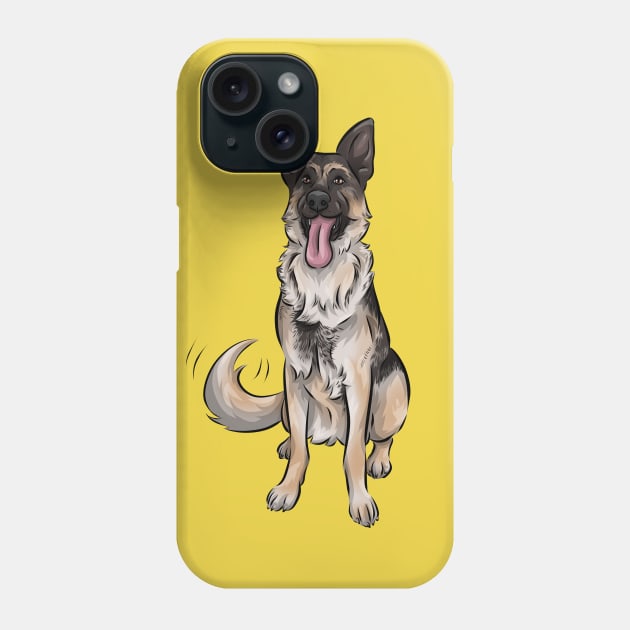 Cute German Shepherd Dog Phone Case by Shirin Illustration