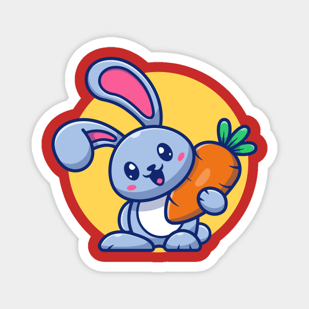 Cute Rabbit Holding Carrot Cartoon Magnet by Catalyst Labs
