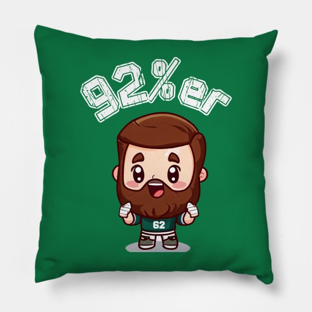 Jason Kelce 92%er New Heights Kawaii Pillow by Curious Sausage