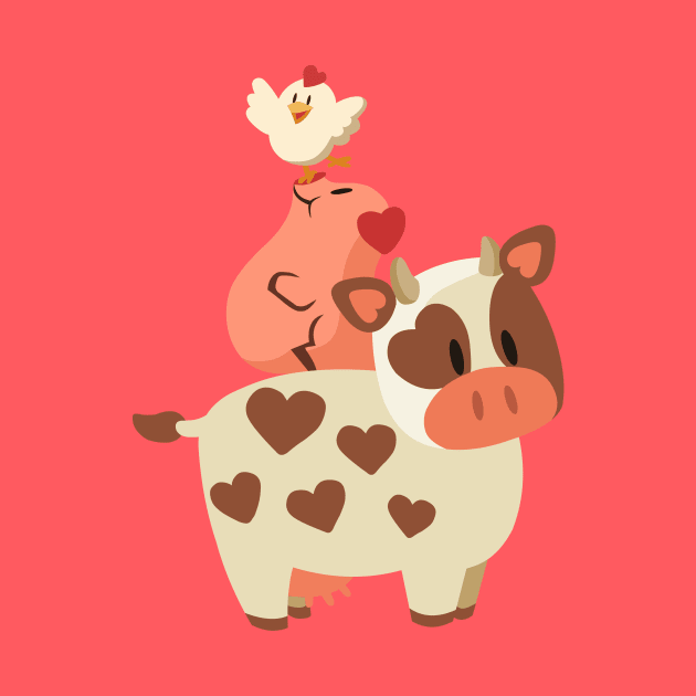 Happy Cow, Pig, and Chicken by cutevegan