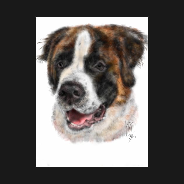 Smiling Happy St Bernard Dog by LITDigitalArt