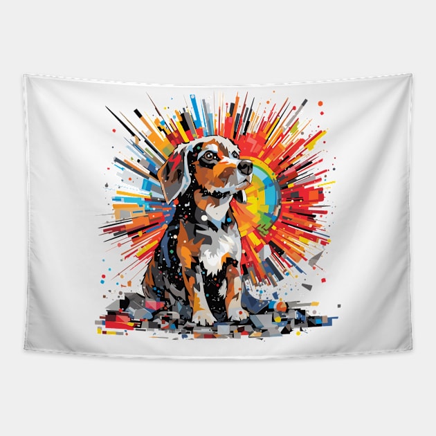 Dog Pet World Animal Lover Furry Friend Abstract Tapestry by Cubebox